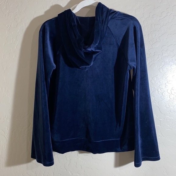 Anthropologie Saturday Sunday navy soft velour wrap front hoodie - Picture 5 of 6